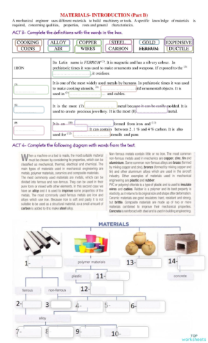 MATERIALS INTRO (B). Interactive worksheet | TopWorksheets