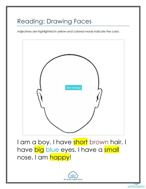 Face Drawing. Interactive worksheet | TopWorksheets
