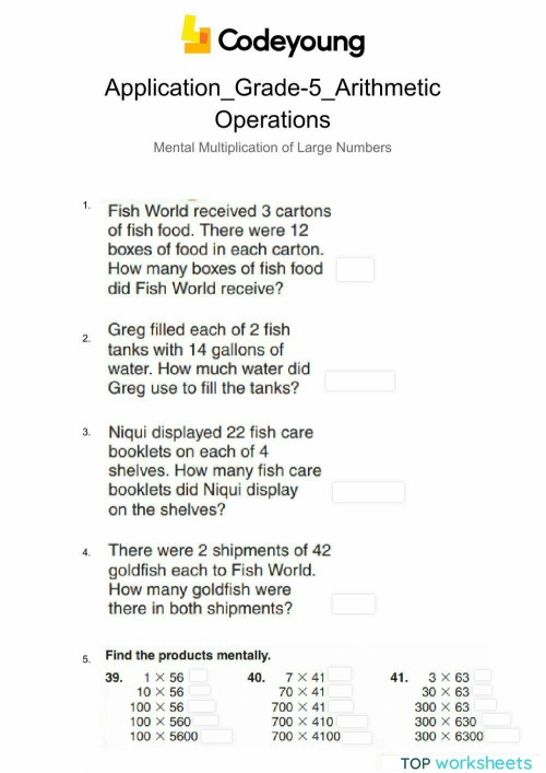 Application mental multiplication of large numbers interactive