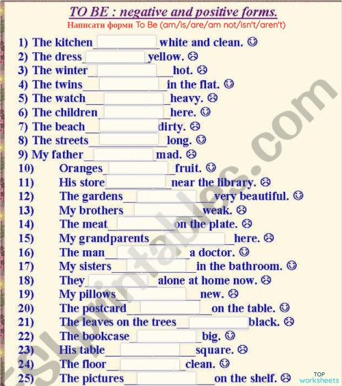 TO BE (+ -). Interactive worksheet | TopWorksheets
