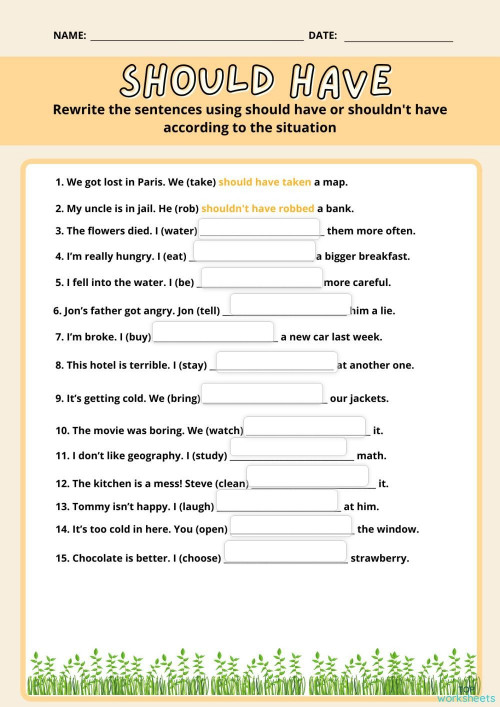 Should have :). Interactive worksheet | TopWorksheets