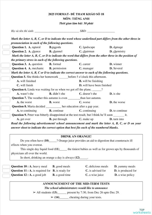 Practice Test 18 20 Interactive Worksheet Topworksheets