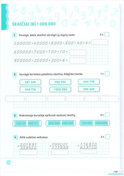 Pasitikrinamasis darbas Nr. 6 Daugyba ir dalyba iki 1000. Interactive ...