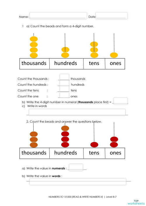 Numbers 8-7. Interactive worksheet | TopWorksheets