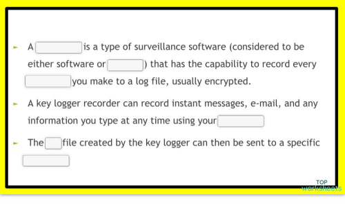 Keyloggers. Interactive worksheet | TopWorksheets