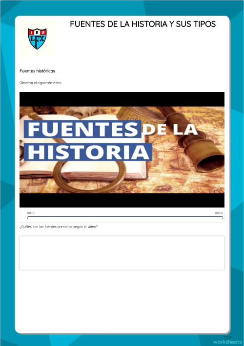 FUENTES DE LA HISTORIA Y SUS TIPOS. Ficha interactiva | TopWorksheets