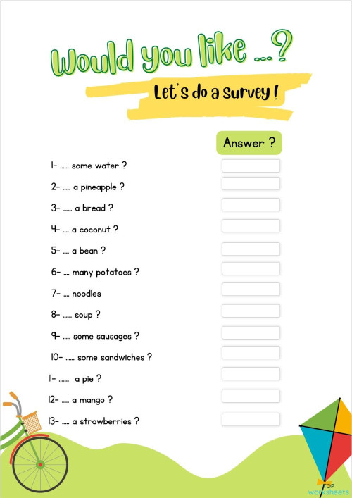 Speaking Practice Would You Like Interactive Worksheet Topworksheets
