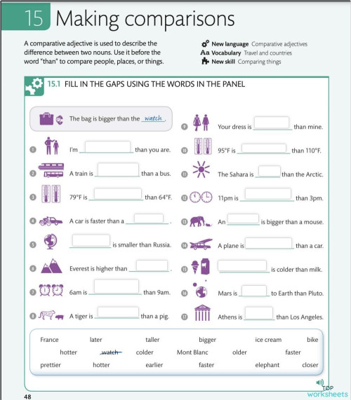 Making comparisons 3. Interactive worksheet | TopWorksheets