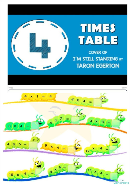 4x Tables Video Worksheet 1. Interactive worksheet | TopWorksheets