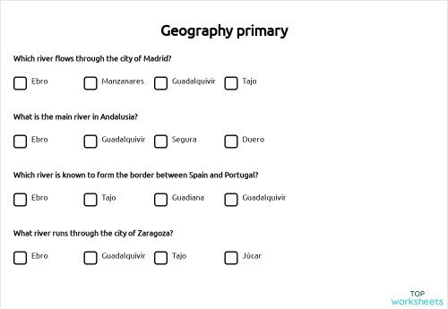 Geography primary. Interactive worksheet | TopWorksheets