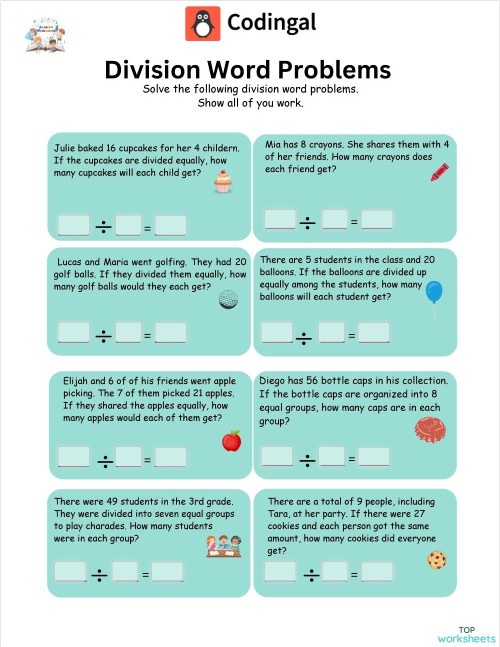 M_G02M11L54_WC01_Division word Problems. Interactive worksheet ...