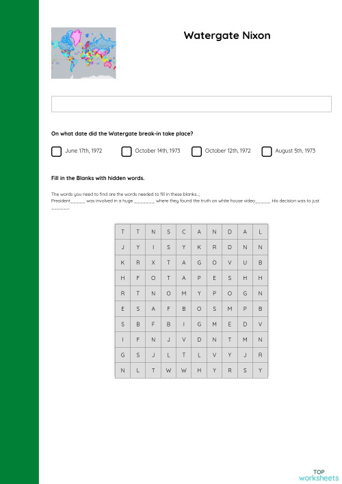Watergate Nixon. Interactive worksheet TopWorksheets