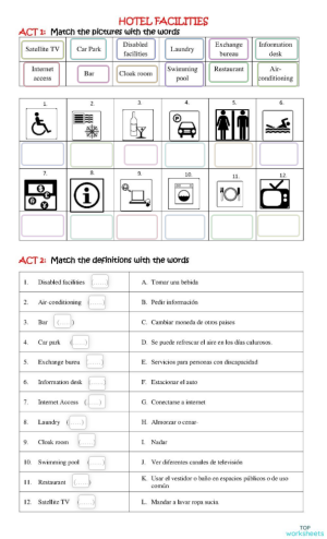 HOTEL FACILITIES SIMPLE. Interactive worksheet | TopWorksheets