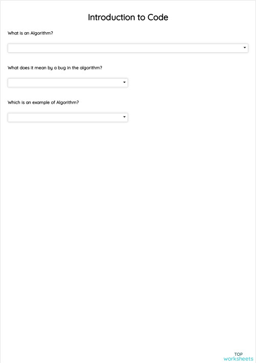 Introduction to Code. Interactive worksheet | TopWorksheets