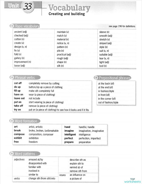 UNIT 33 CREATING BUILDING. Interactive worksheet | TopWorksheets