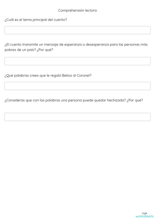 Comprehensión lectora. Ficha interactiva | TopWorksheets