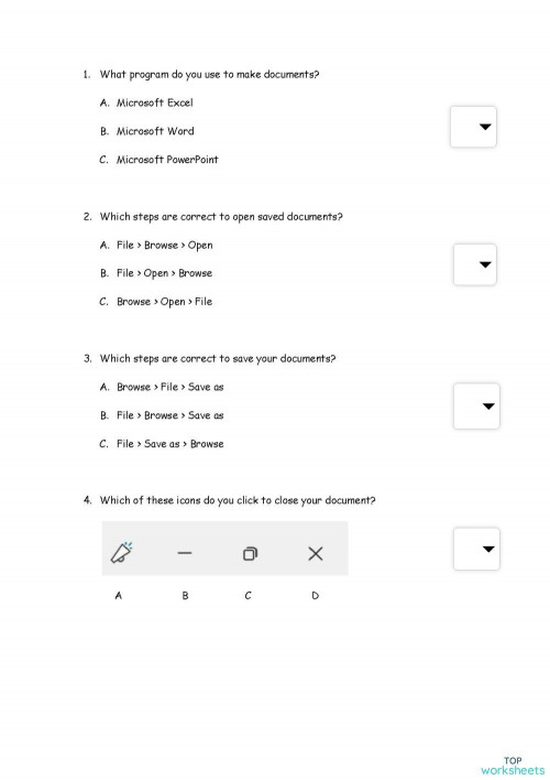 ICT003 - Microsoft Word Basics. Interactive worksheet | TopWorksheets