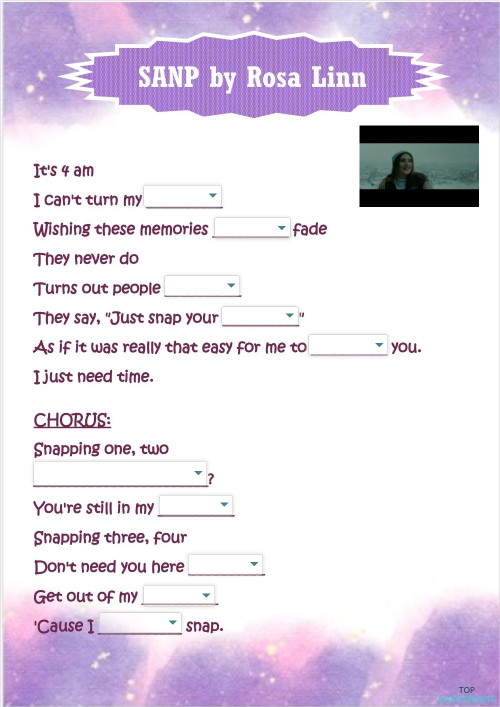 SONG - SNAP by Rosa Linn. Interactive worksheet | TopWorksheets