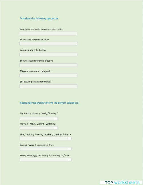 Past continuous 2. Interactive worksheet | TopWorksheets