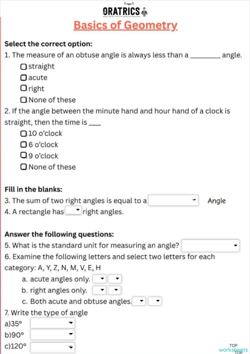 Geometry EEE. Interactive worksheet | TopWorksheets