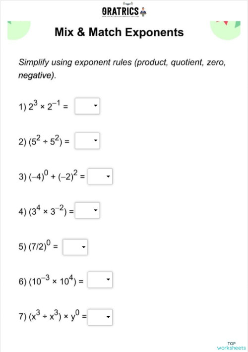 Squares and Cubes 80. Interactive worksheet | TopWorksheets