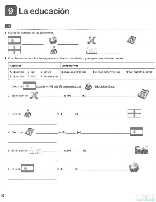 Workbook 9. Educación 40. Ficha interactiva | TopWorksheets