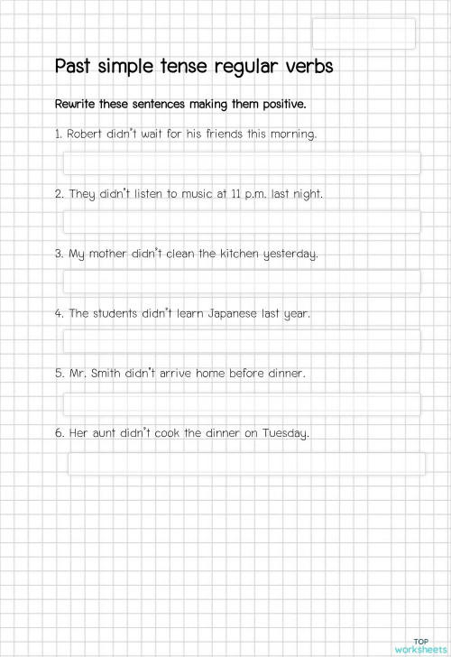 past simple tense regular verbs ใบงานเชิงโต้ตอบ | TopWorksheets
