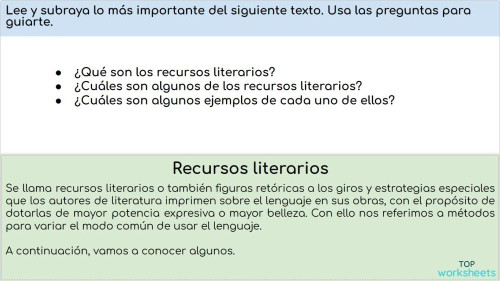 Recursos literarios: fichas interactivas y ejercicios online ...