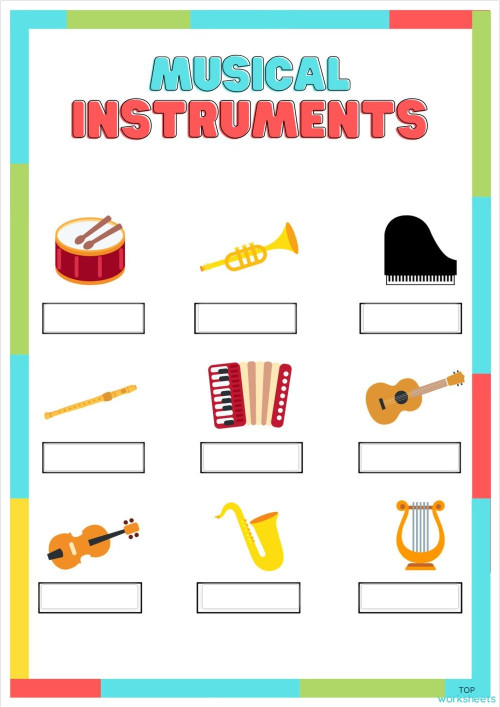 INSTRUMENTS (anglès ). Fitxa interactiva | TopWorksheets
