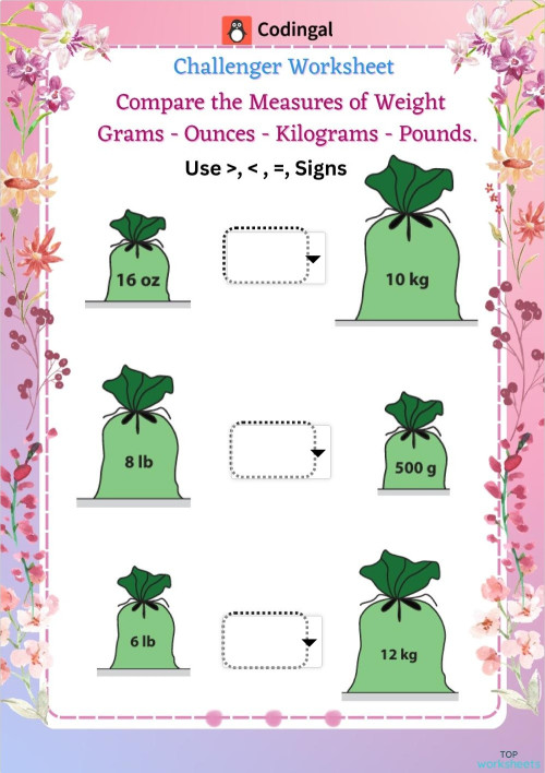M_G01M13L49_WC03_Comparing Weight. Interactive worksheet | TopWorksheets