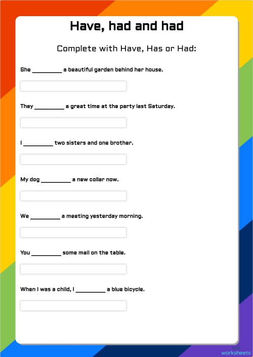 Have, had and had. Interactive worksheet | TopWorksheets