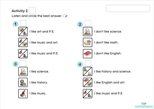 Listening Worksheet About Subjects Interactive Worksheet Topworksheets