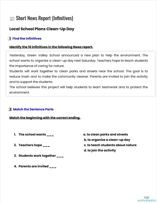 INFINITIVES - G23. Interactive worksheet | TopWorksheets