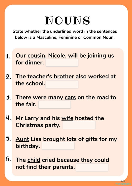 nouns interactive worksheets and online exercises topworksheets
