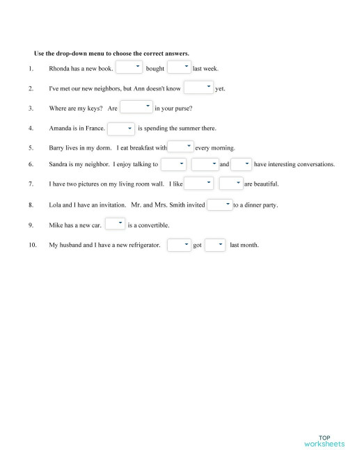 Pronouns_SP-OP_001. Interactive worksheet | TopWorksheets