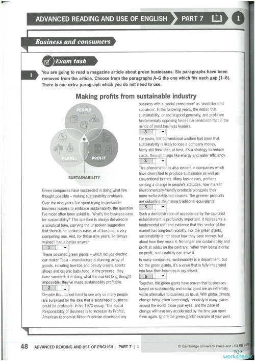 Reading And Use Of English Part 7 Interactive Worksheet Topworksheets Reading And Use Of English Part 7 Interactive Worksheet Topworksheets