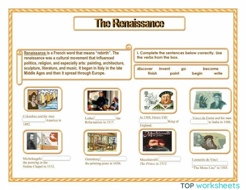The Rennaissance. Interactive worksheet | TopWorksheets