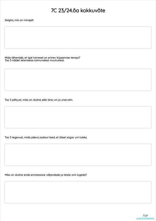 7C 23/24.õa kokkuvõte. Interactive worksheet | TopWorksheets