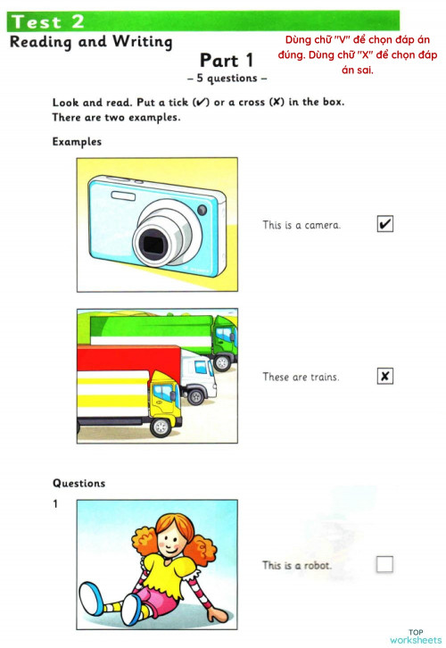 Book 2_Reading and Writing Test 2 (40). Bài tập tương tác | TopWorksheets