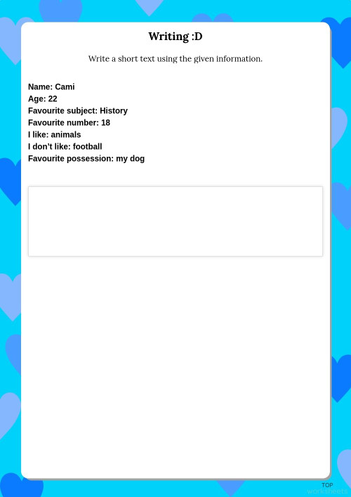 Writing :D. Interactive worksheet | TopWorksheets