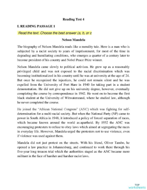 Reading Mini Test 5. Interactive worksheet | TopWorksheets