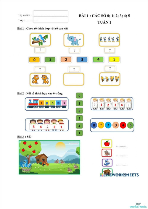 Demo TopWS. Bài tập tương tác | TopWorksheets