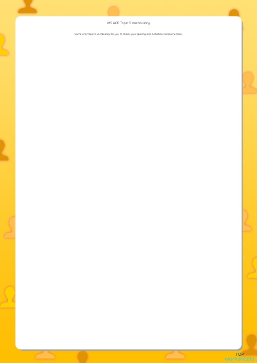 M5 ACE Topic 5 Vocabulary. Interactive worksheet | TopWorksheets