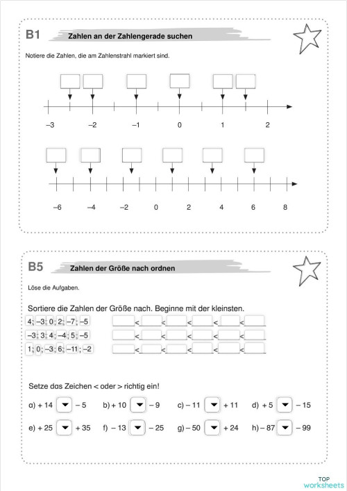 Rationale Zahlen übungen Klasse 7 Zum Ausdrucken Test: Rationale Zahlen (GK). Interaktives Arbeitsblatt | TopWorksheets