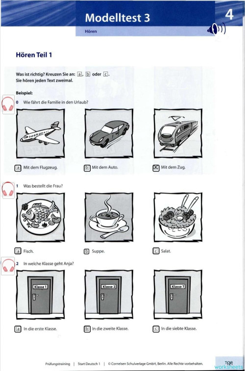 A1_Hören_Modelltest3. Interaktives Arbeitsblatt | TopWorksheets