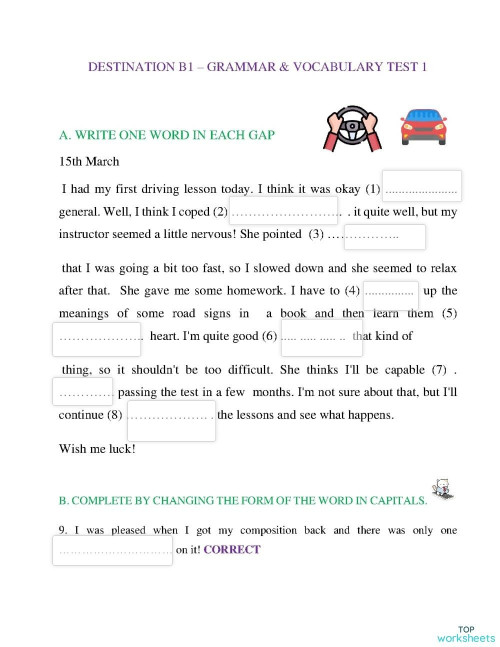 Destination B1 - Unit 1-6 revision. Interactive worksheet | TopWorksheets