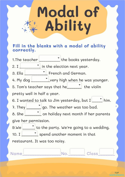 present ability worksheets