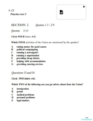 Cambridge 2 Listening Practice Test 3 ( Section 2 ). Bài tập tương tác ...