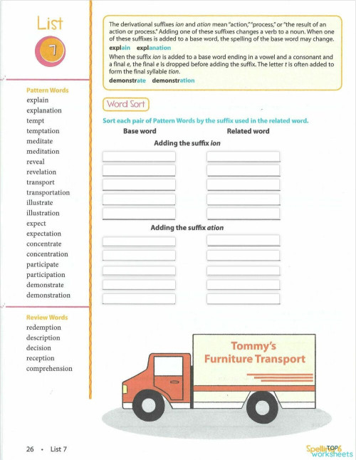 List 7 -Pattern Words Pg 26. Interactive worksheet | TopWorksheets