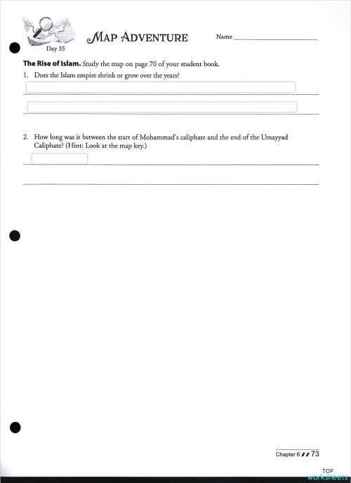 Chapter 6: Map Adventure Pg 73-74. Interactive worksheet | TopWorksheets